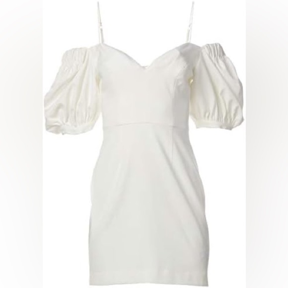 Keepsake the label puff sleeve off the shoulder mini dress in white. Size 4 - Picture 1 of 12